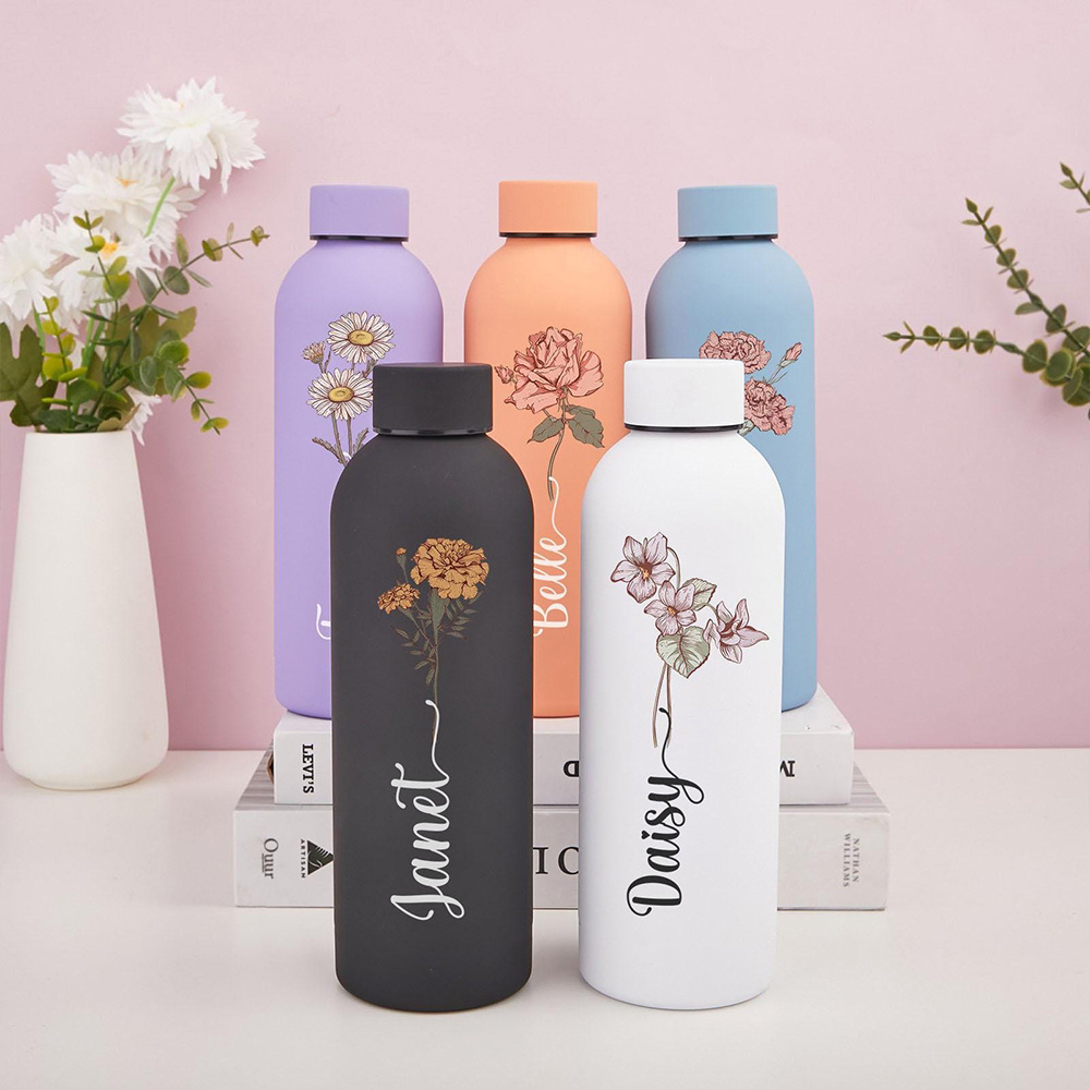 Portable Bottle Warmer - Customized floral water bottle, Portable outdoor