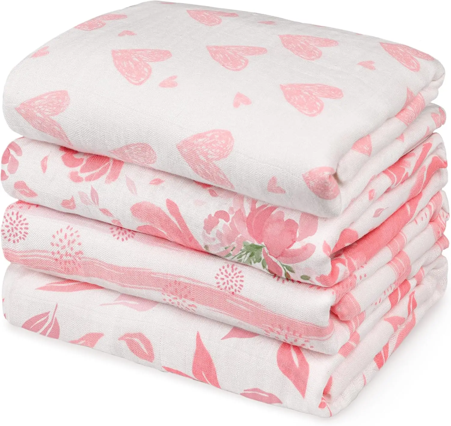 Baby Products Gift Pack - 4-Pack Muslin Swaddle Blankets for Newborns,